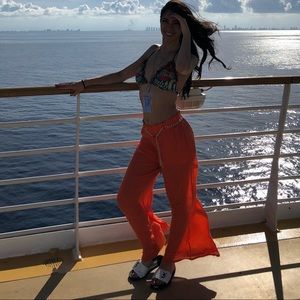Orange linen pants